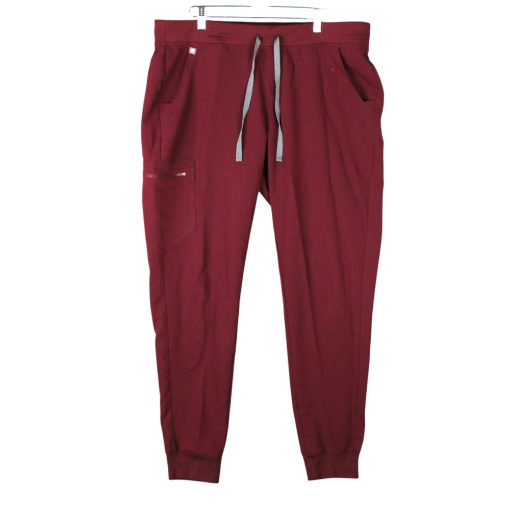 Figs Jogger Scrub Pants Womens XL Red Drawstring Waist Technical Casual